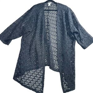 Catherines 5X Black Lace Kimono Cardigan Gothic Witchy Boho Plus Size Duster